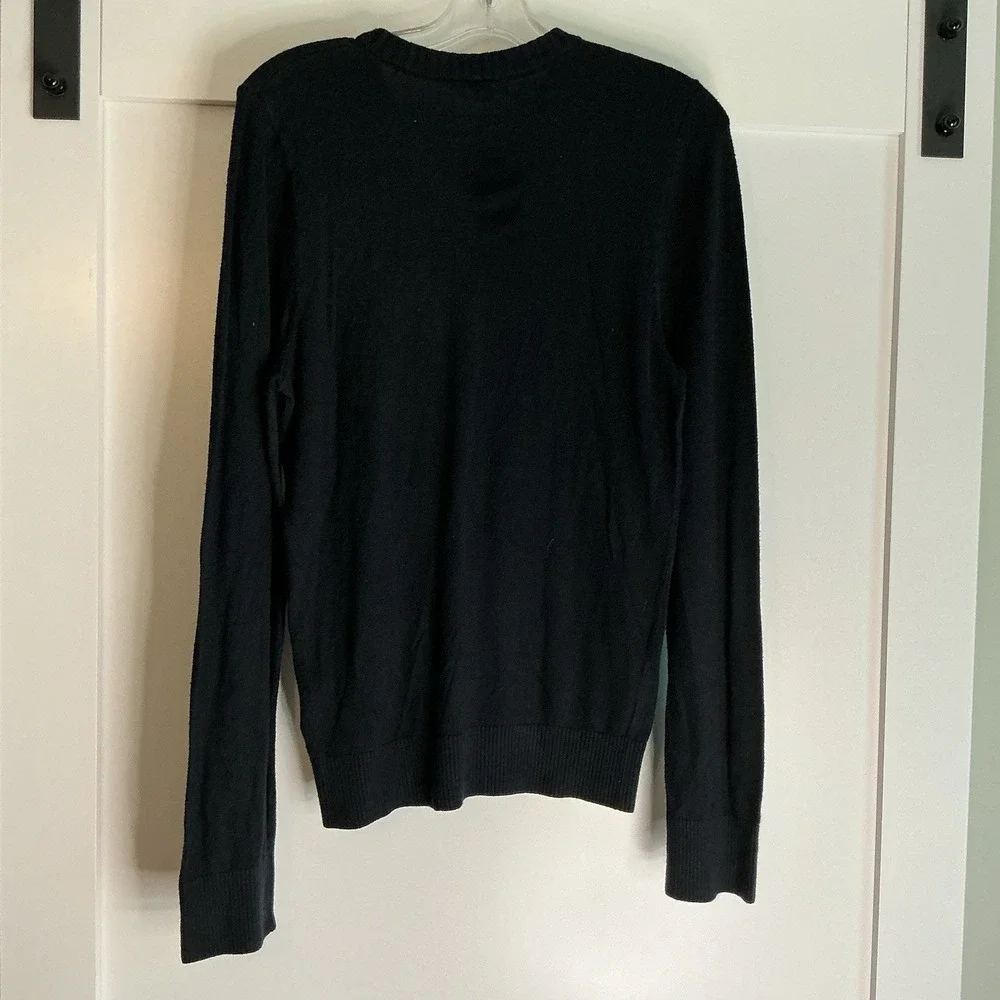 Hollister Sweater Mens Large Navy V Neck Pullover Blue Logo Cotton Blend Classic